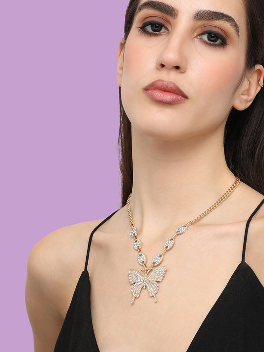 Gold Plated Designer Stone Casual Necklace For Women