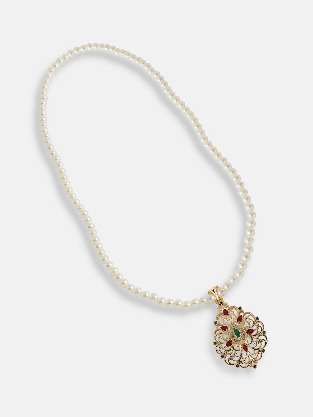 Gold Plated Pearls Party Necklace and Earring Set For Women