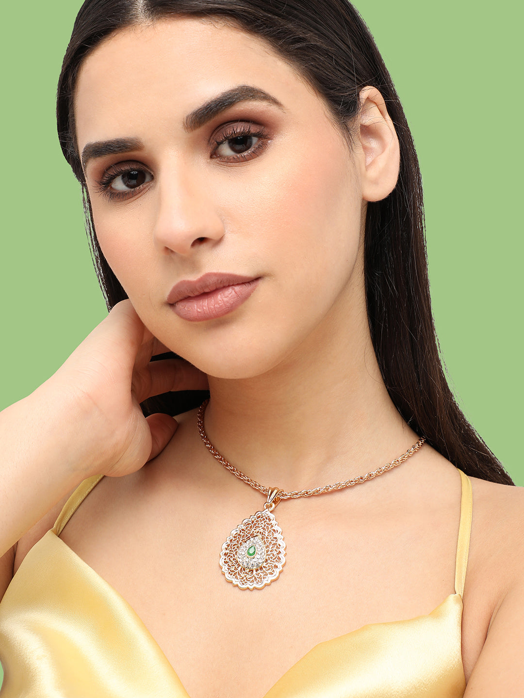Gold Plated Designer Stone Party Necklace For Women