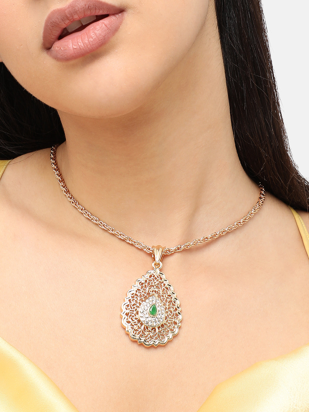 Gold Plated Designer Stone Party Necklace For Women