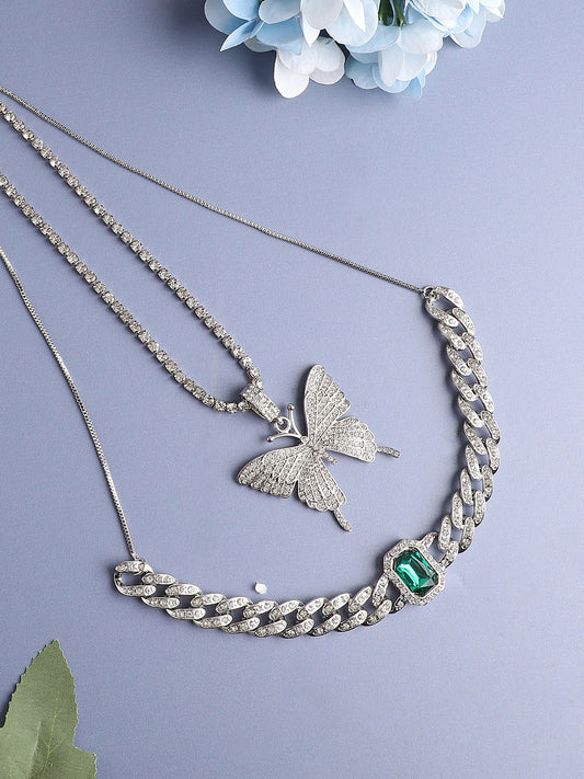 Silver Plated Designer Stone Casual Necklace For Women