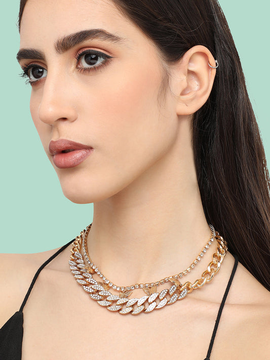 Gold Plated Designer Stone Casual Necklace For Women