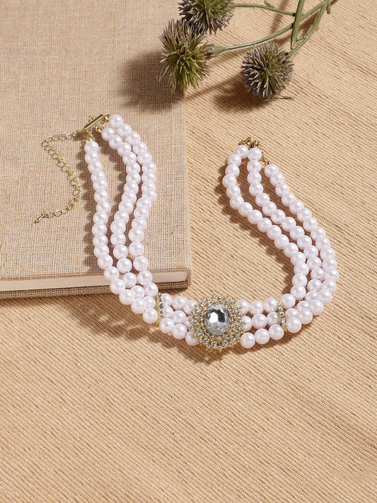 GOLD PLATED PEARLS CASUAL NECKLACE FOR WOMEN