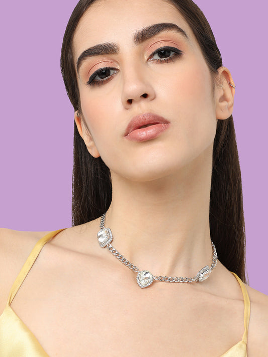 Silver Plated Designer Stone Casual Necklace For Women