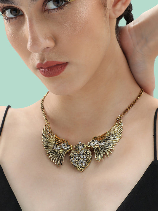 GOLD PLATED PARTY DESIGNER STONE NECKLACE FOR WOMEN