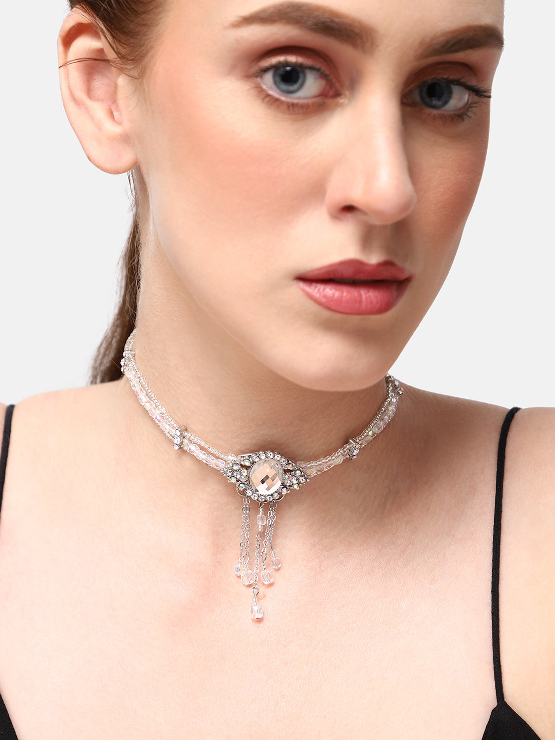 GOLD PLATED PARTY DESIGNER STONE CHOKER NECKLACE FOR WOMEN