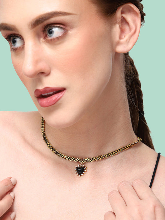 GOLD PLATED PARTY DESIGNER STONE PENDANT NECKLACE FOR WOMEN