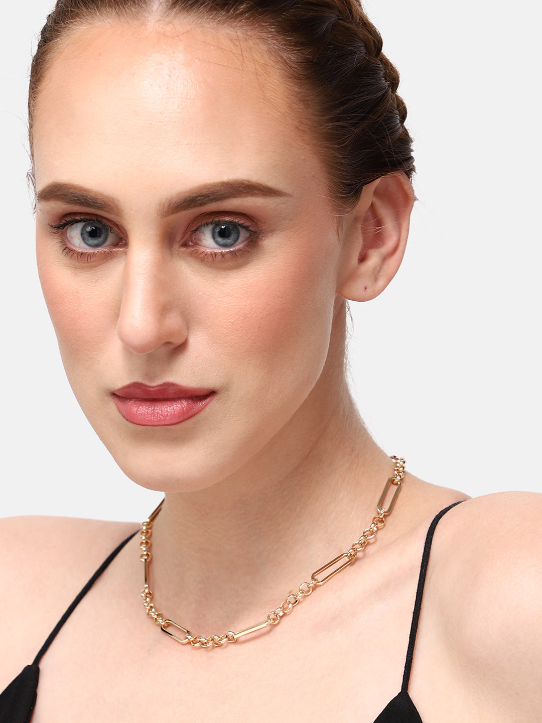 GOLD PLATED PARTY DESIGNER STONE LAYERED NECKLACE FOR WOMEN