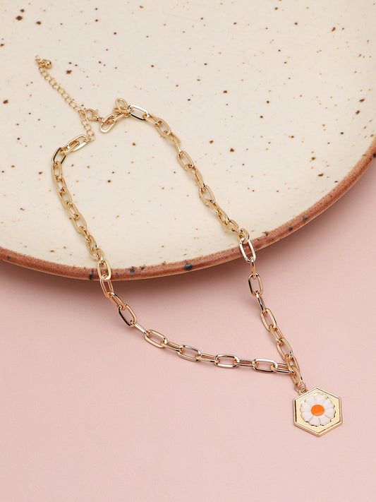 GOLD PLATED CASUAL DESIGNER PENDANT NECKLACE FOR WOMEN