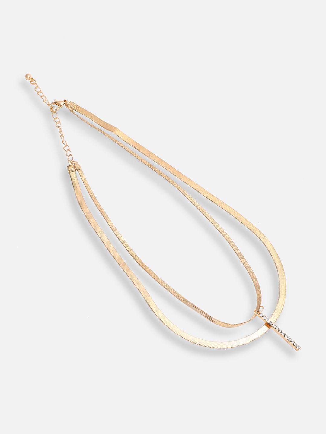 GOLD PLATED CASUAL DESIGNER STONE LAYERED NECKLACE FOR WOMEN