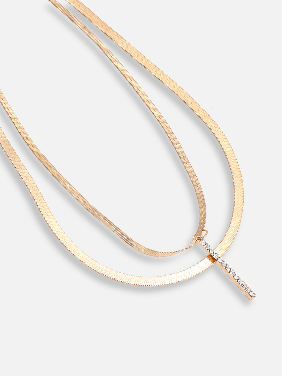 GOLD PLATED CASUAL DESIGNER STONE LAYERED NECKLACE FOR WOMEN