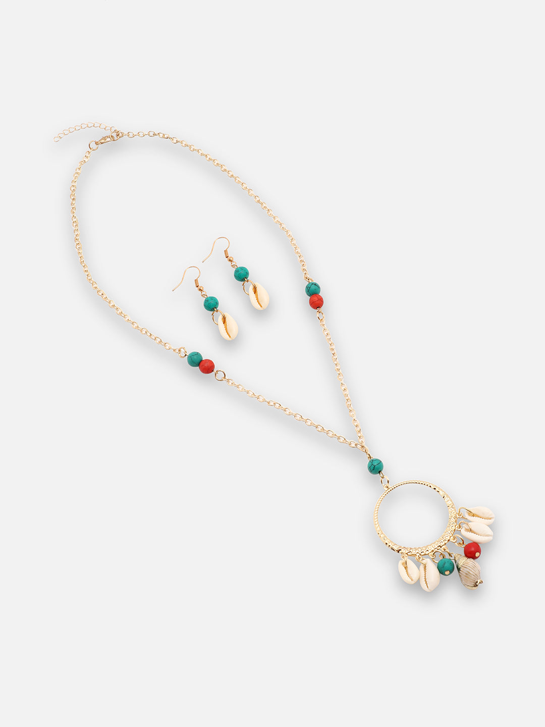 GOLD PLATED PARTY DESIGNER STONE NECKLACE AND EARRING SET FOR WOMEN