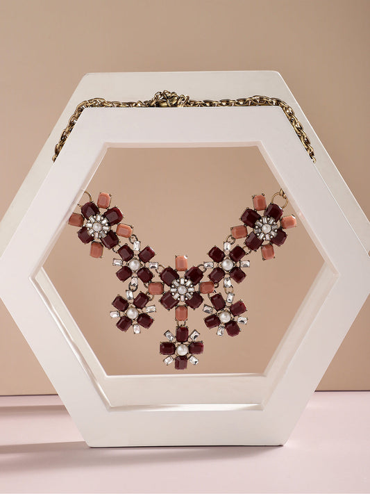 GOLD PLATED DESIGNER STONE NECKLACE