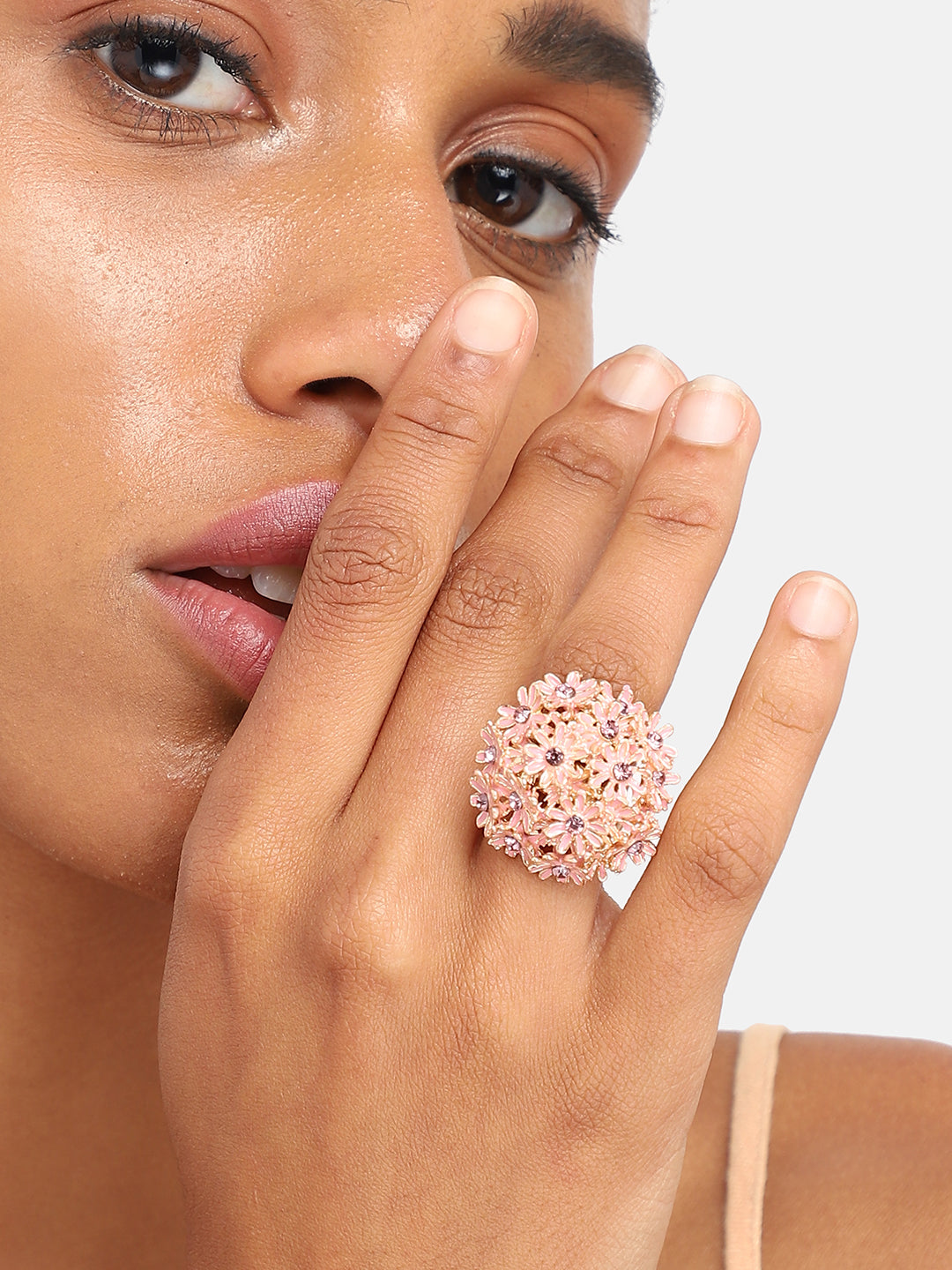 GOLD PLATED PARTY DESIGNER STONE RING FOR WOMEN