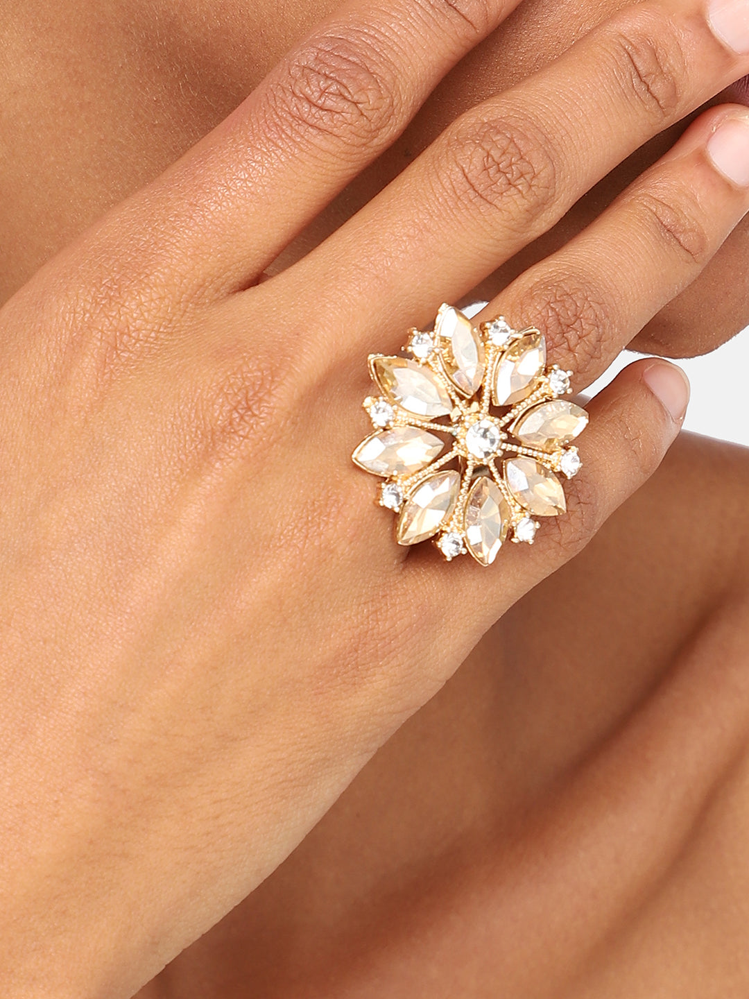 GOLD PLATED PARTY DESIGNER STONE RING FOR WOMEN