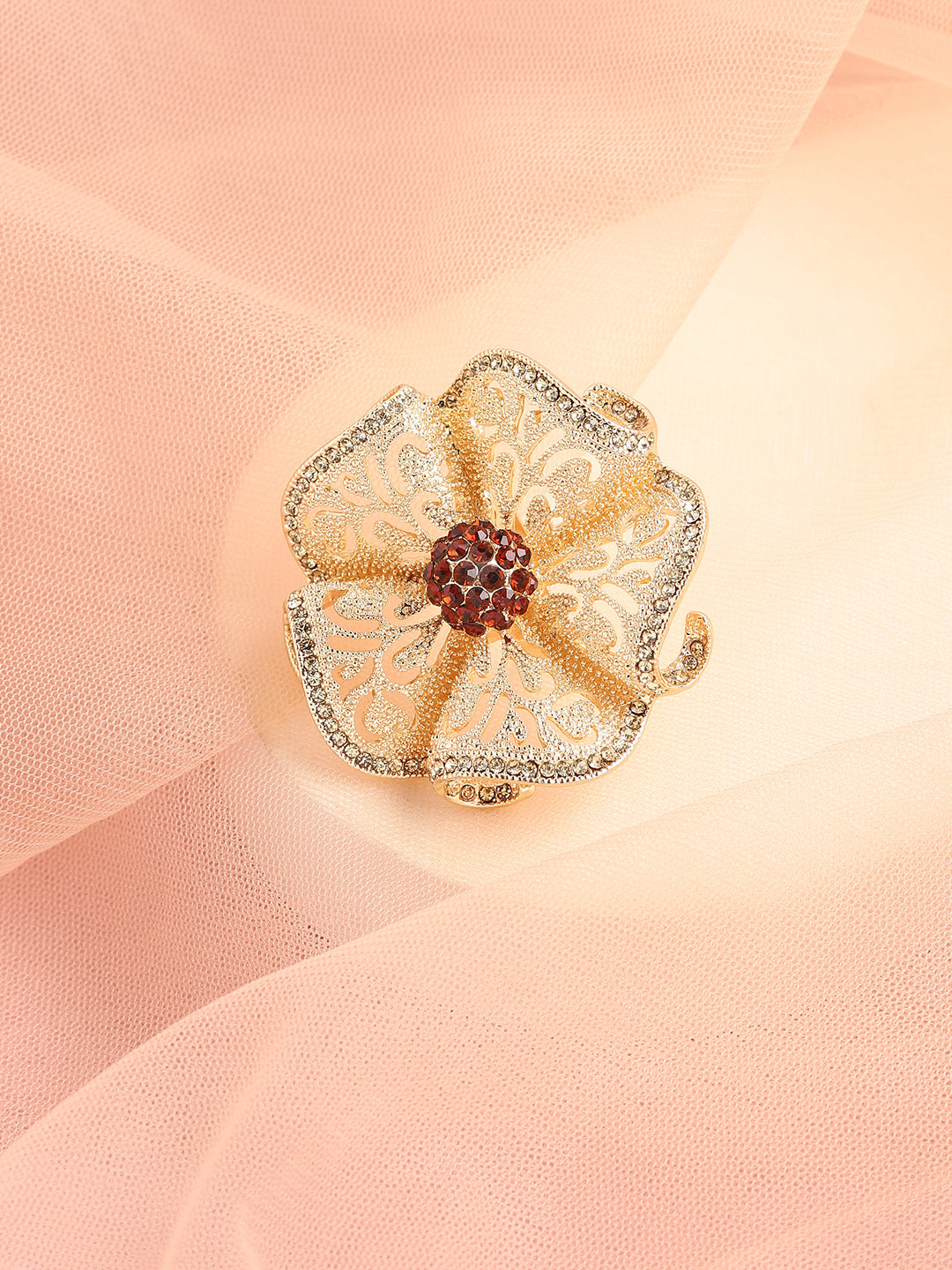 GOLD PLATED PARTY DESIGNER STONE RING FOR WOMEN