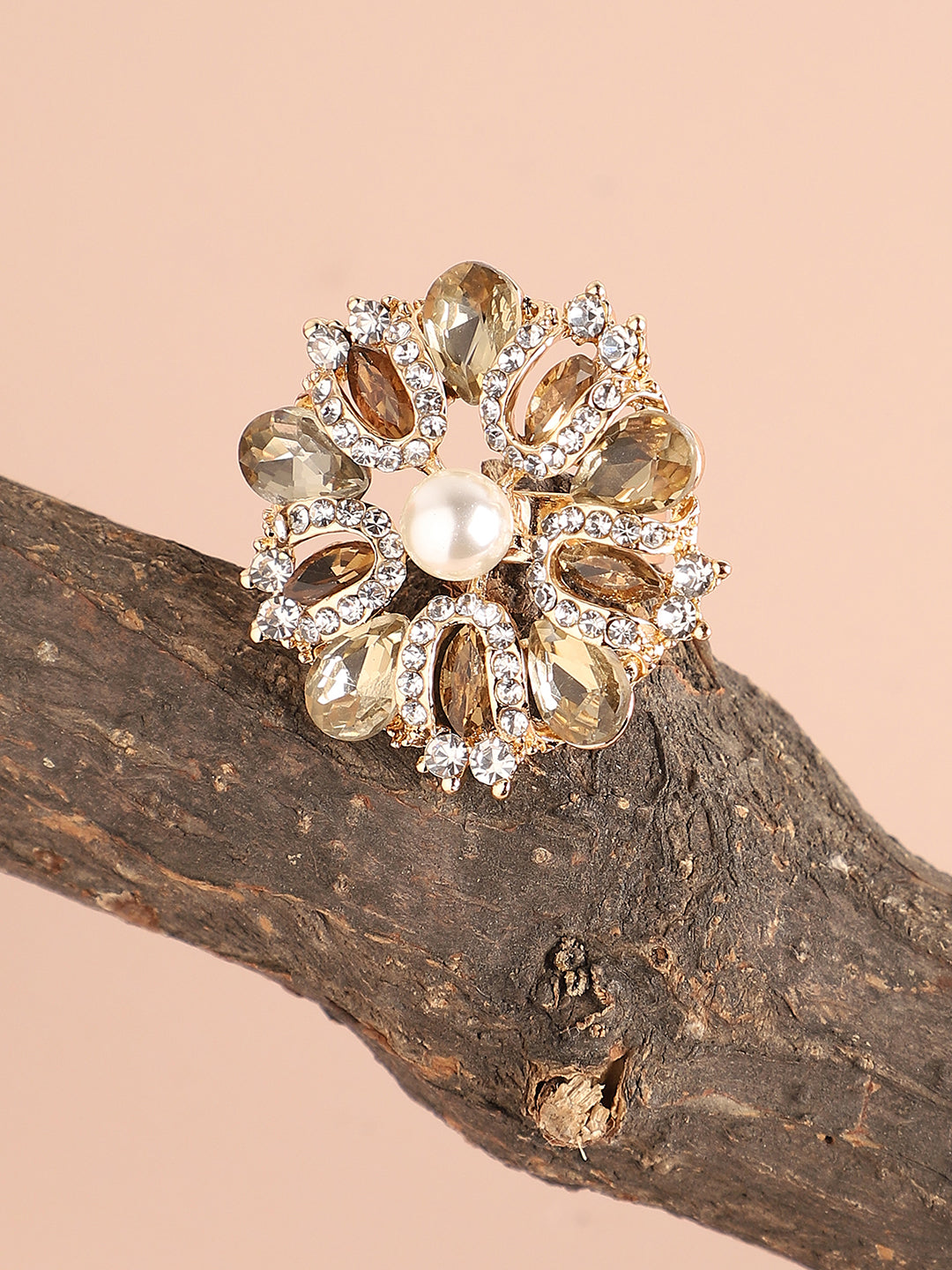 GOLD PLATED PARTY DESIGNER STONE RING FOR WOMEN