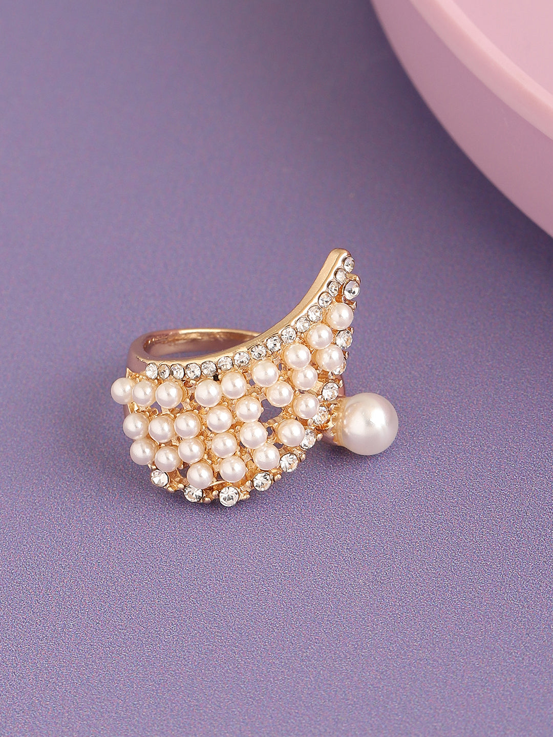 GOLD PLATED PARTY DESIGNER STONE RING FOR WOMEN