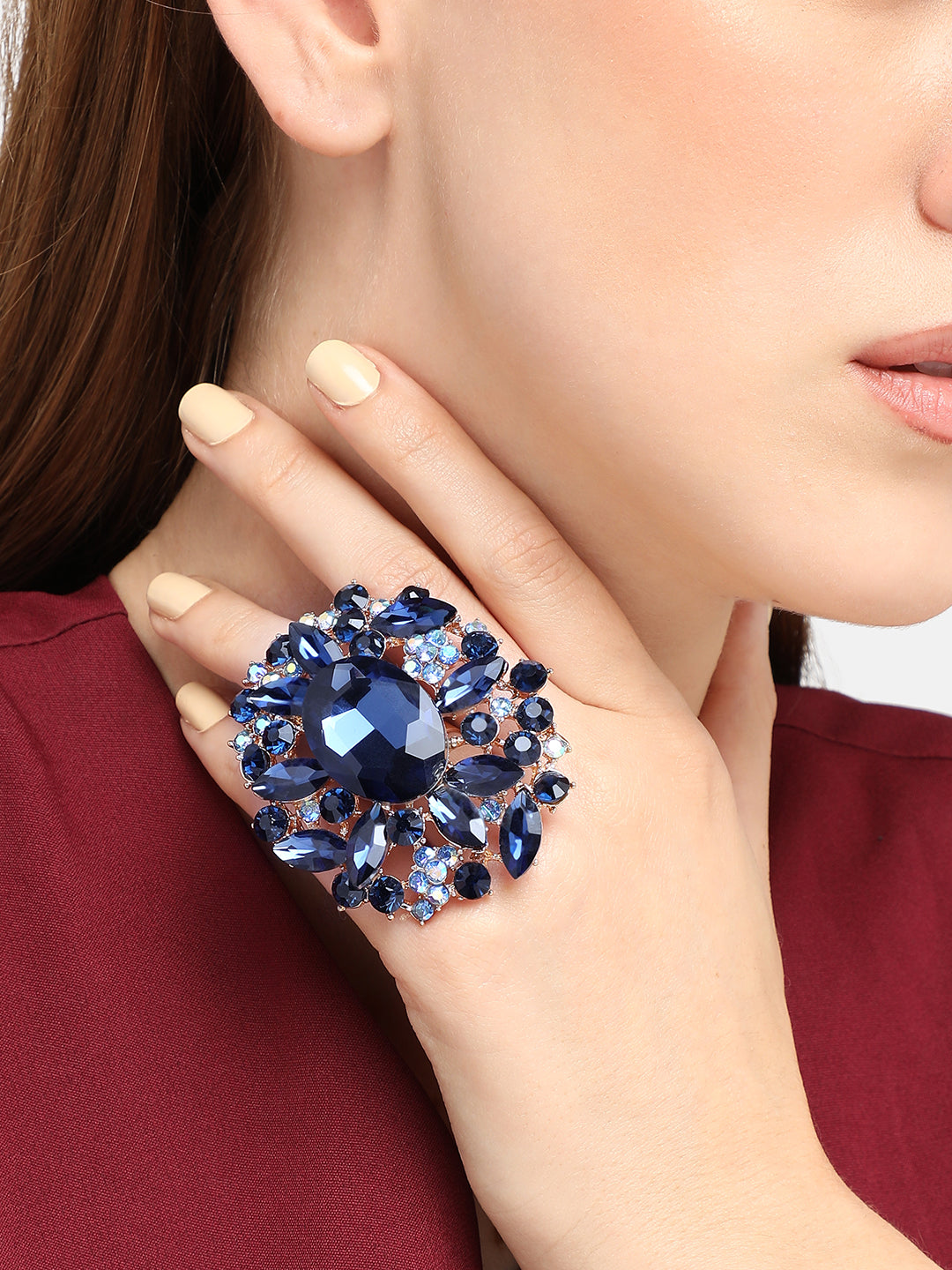 GOLD PLATED PARTY DESIGNER STONE RING FOR WOMEN