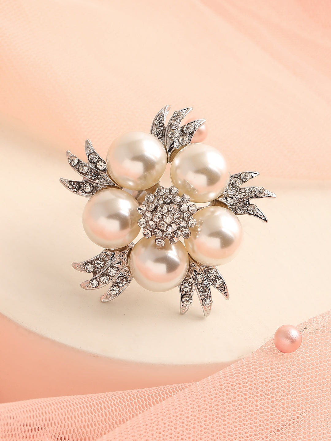 SILVER PLATED PARTY DESIGNER STONE RING FOR WOMEN