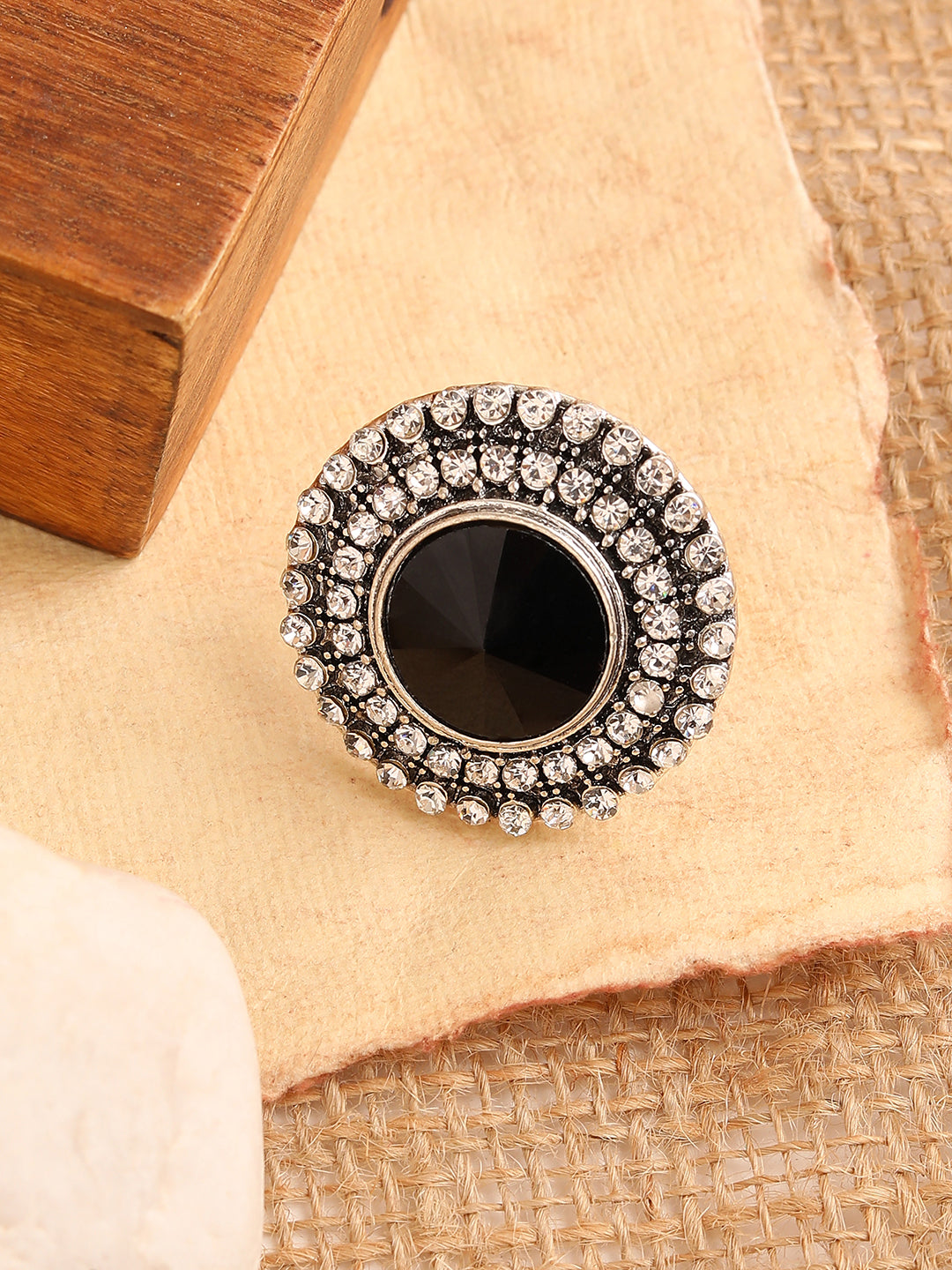 SILVER PLATED PARTY DESIGNER STONE RING FOR WOMEN