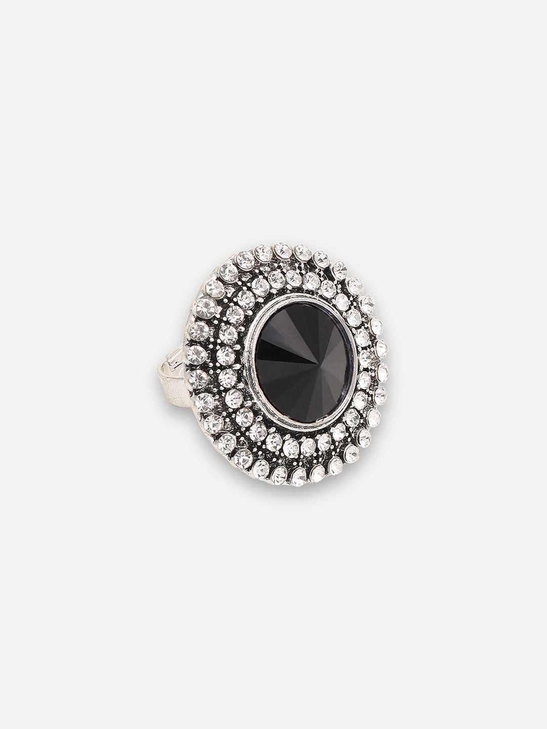 SILVER PLATED PARTY DESIGNER STONE RING FOR WOMEN