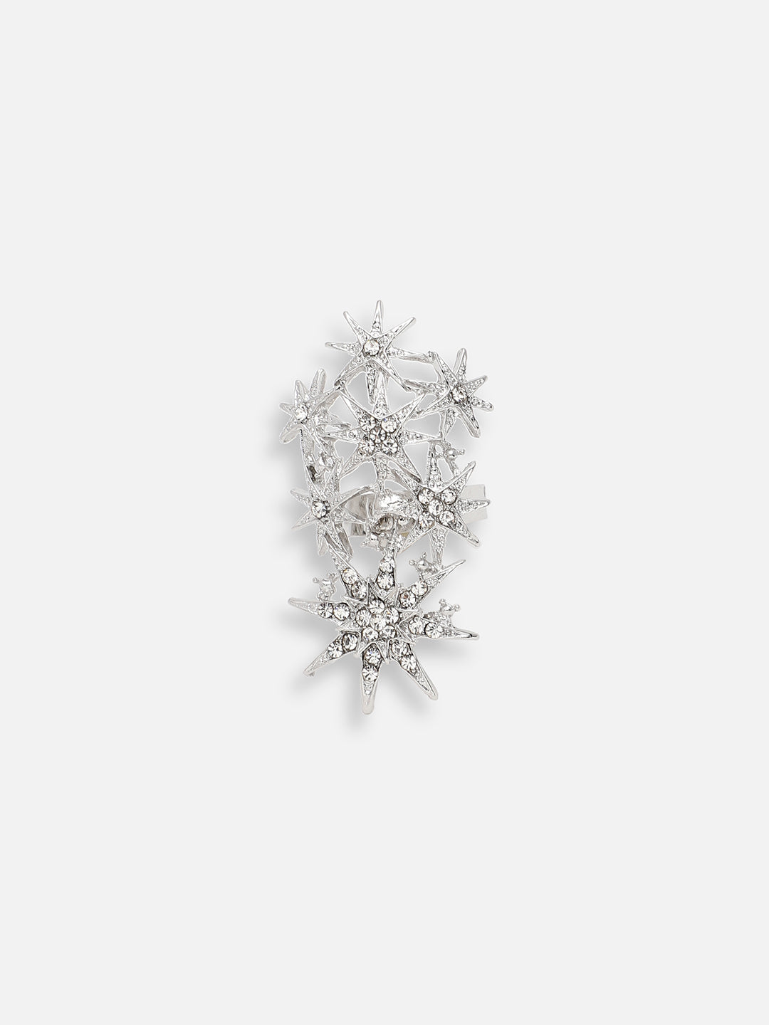 SILVER PLATED PARTY DESIGNER STONE RING FOR WOMEN