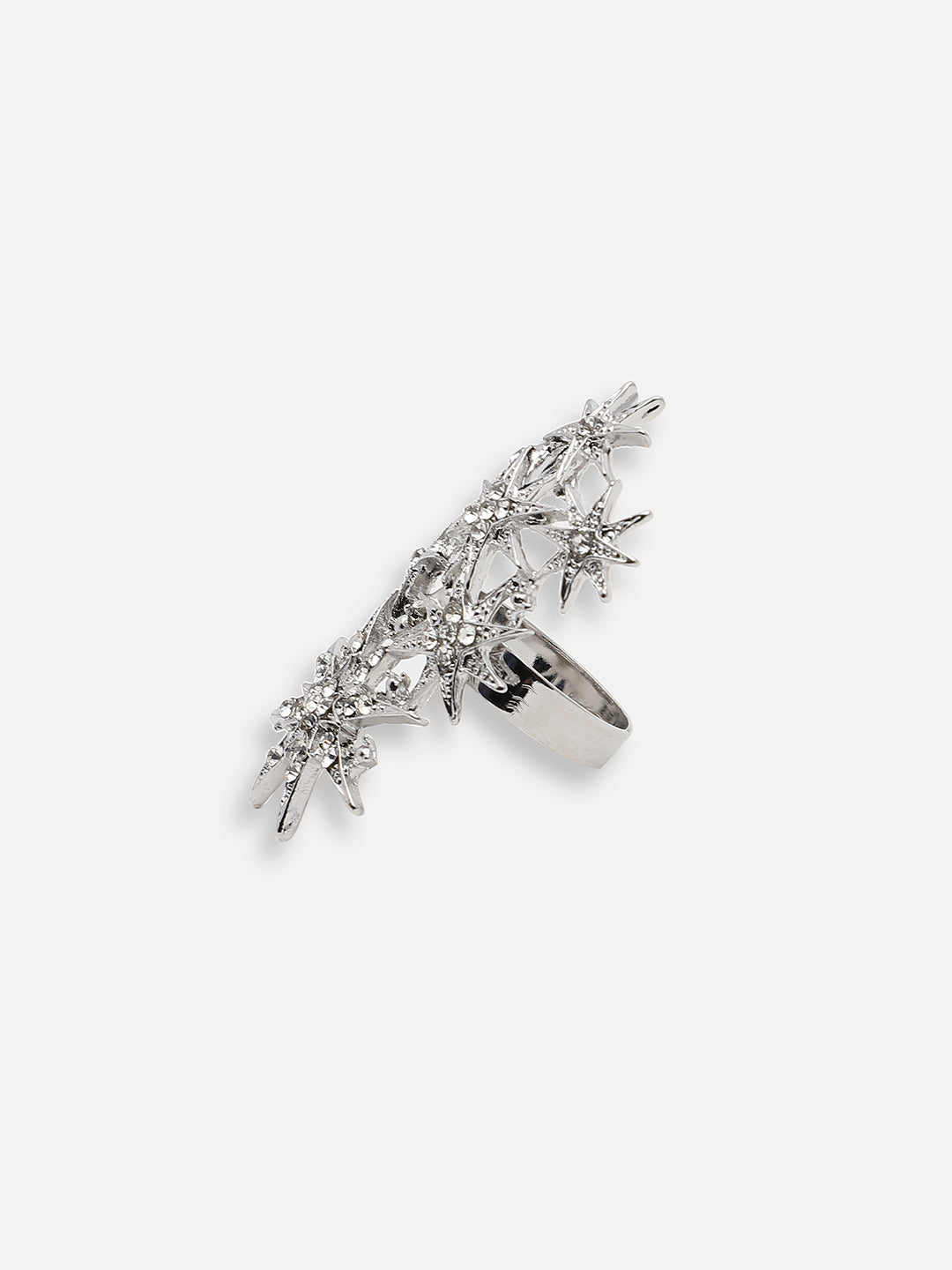 SILVER PLATED PARTY DESIGNER STONE RING FOR WOMEN