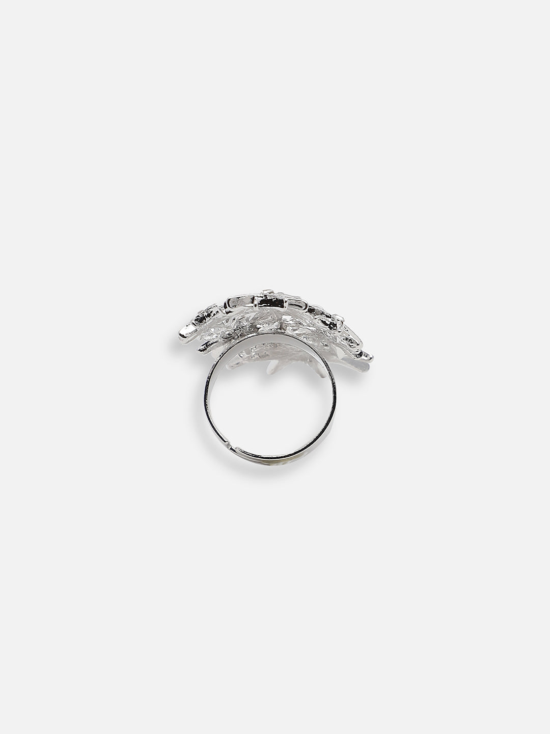 SILVER PLATED PARTY DESIGNER STONE RING FOR WOMEN