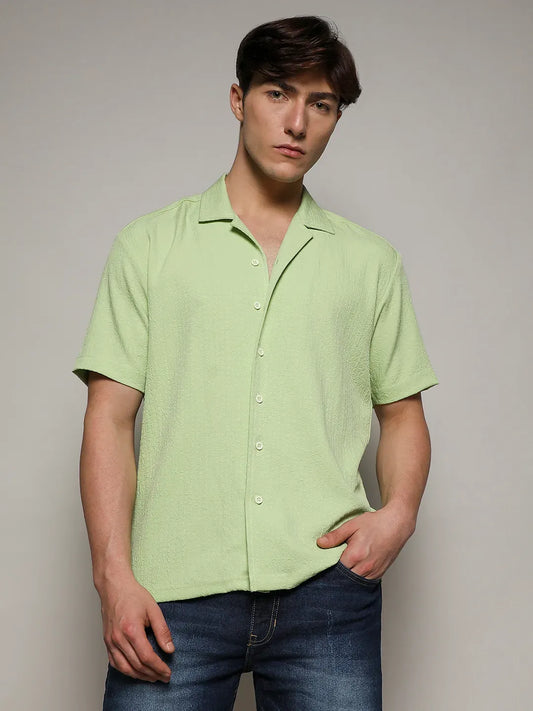 Self-Design Creased Box Shirt