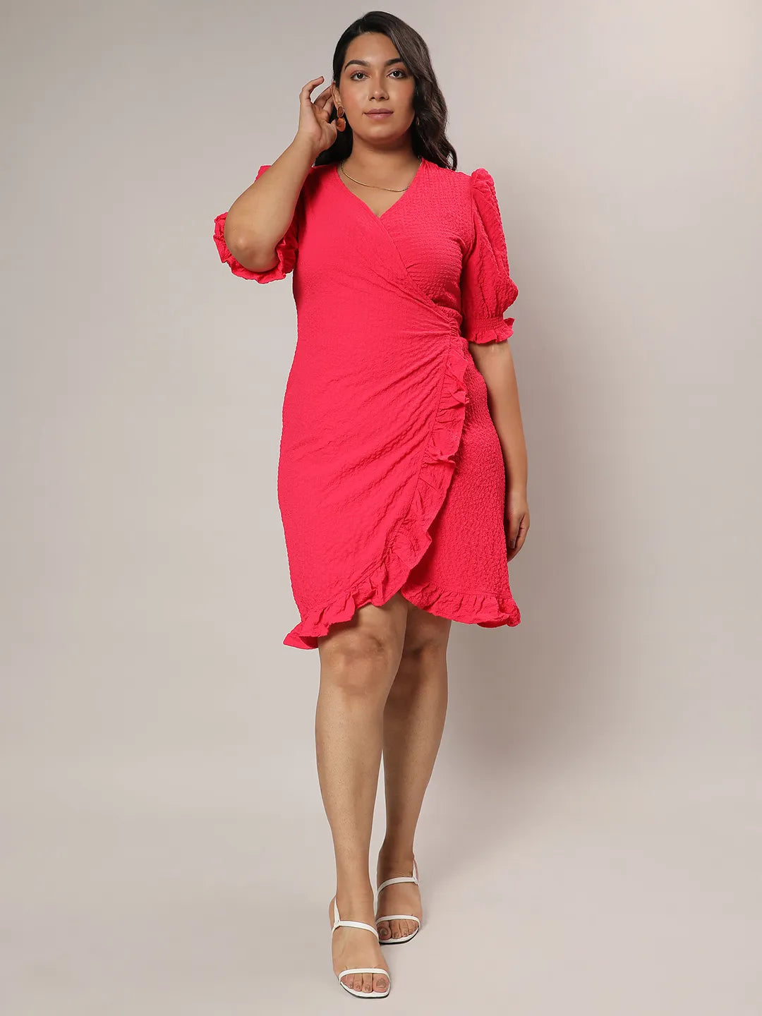 Scarlet Red Wrap Knee Dress