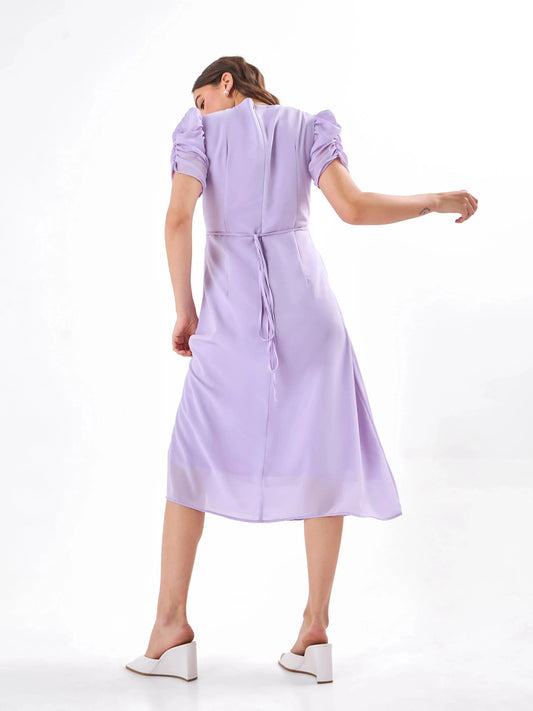 Lavender Dream V-Neck Midi Dress Zumee