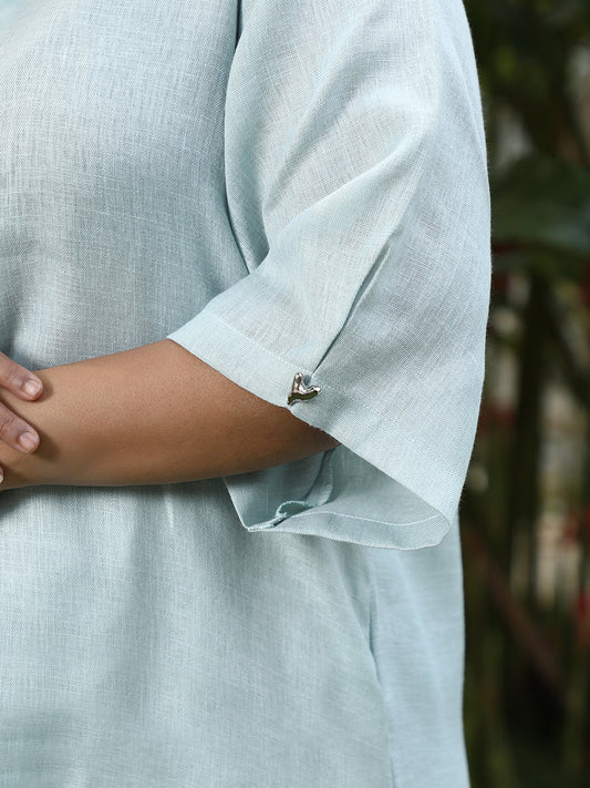 Solid Linen-Blend Kurta Set