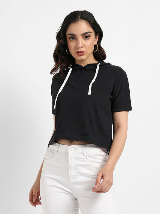 Solid Hooded Top