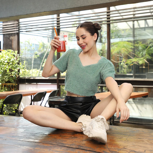 SAGE GREEN TEXTURED TOP