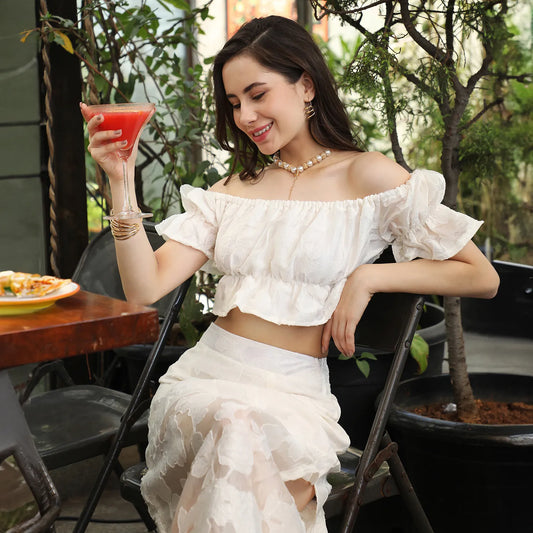 Off-White Embroidered Co-Ord Set