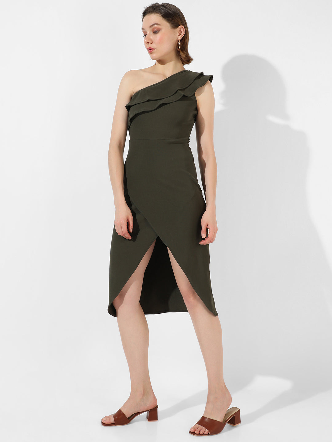 SOLID OLIVE GREEN DRESS