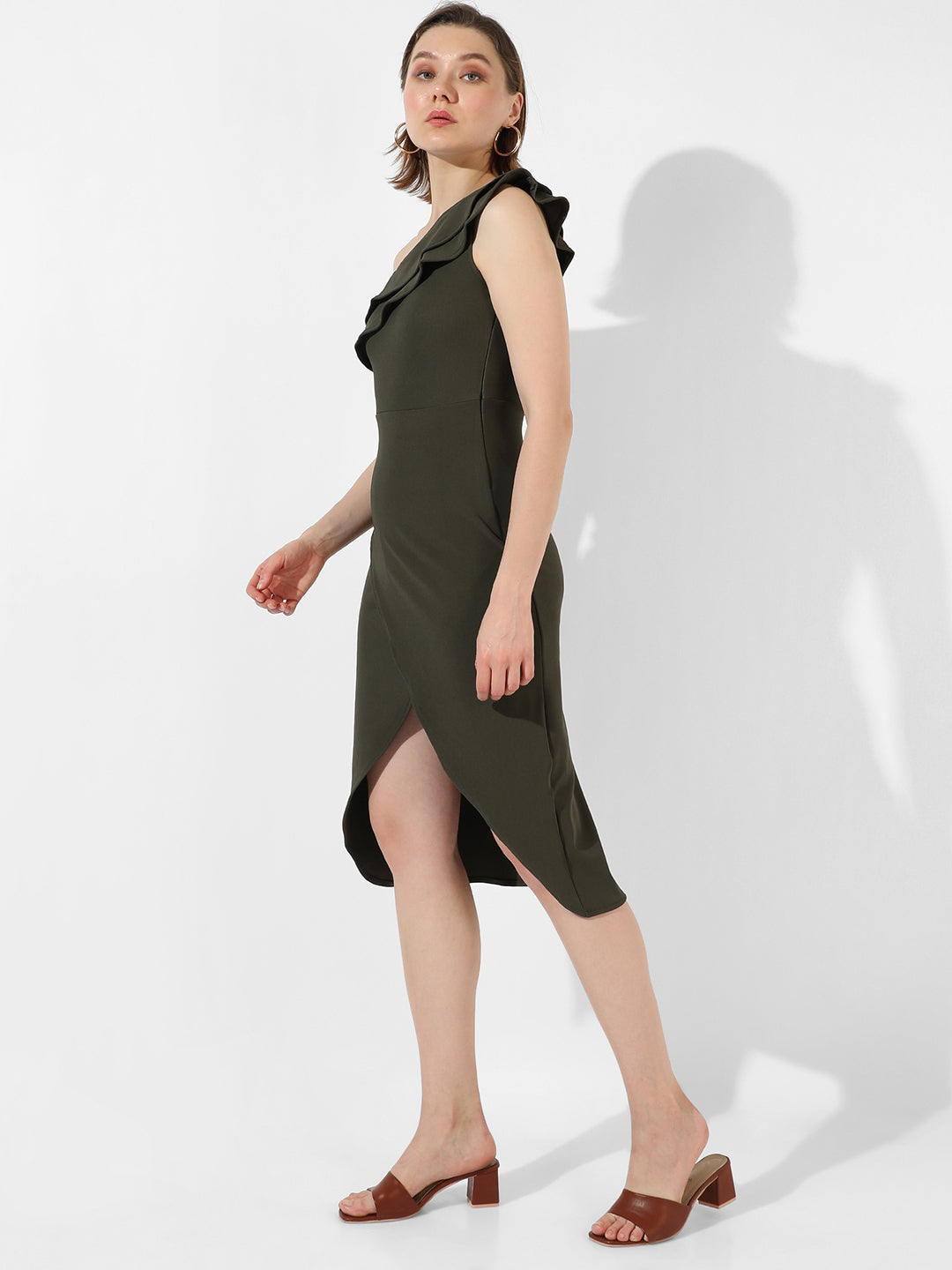 SOLID OLIVE GREEN DRESS