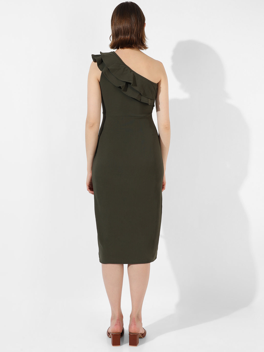 SOLID OLIVE GREEN DRESS