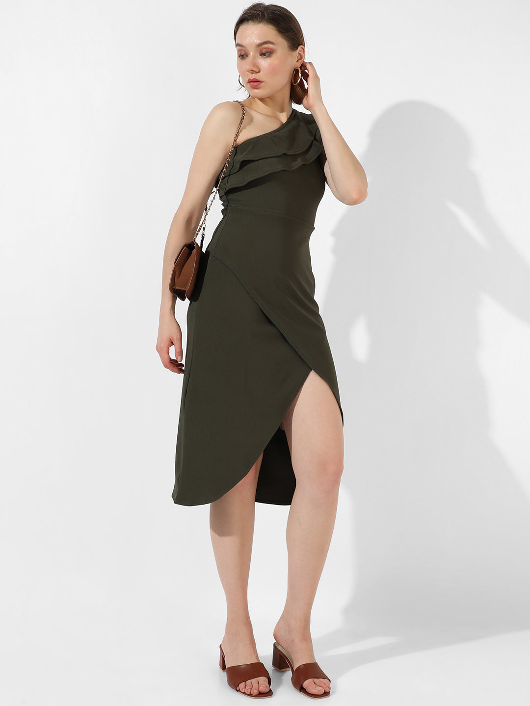 SOLID OLIVE GREEN DRESS