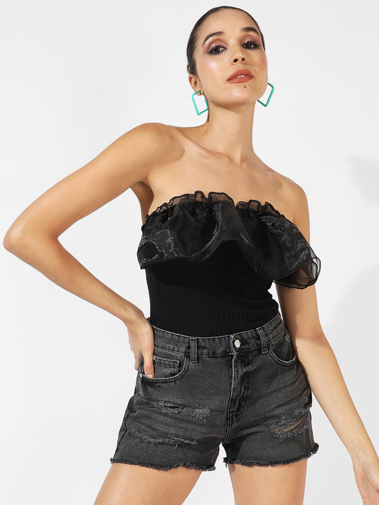 Ribbed Ruffle Bodysuit