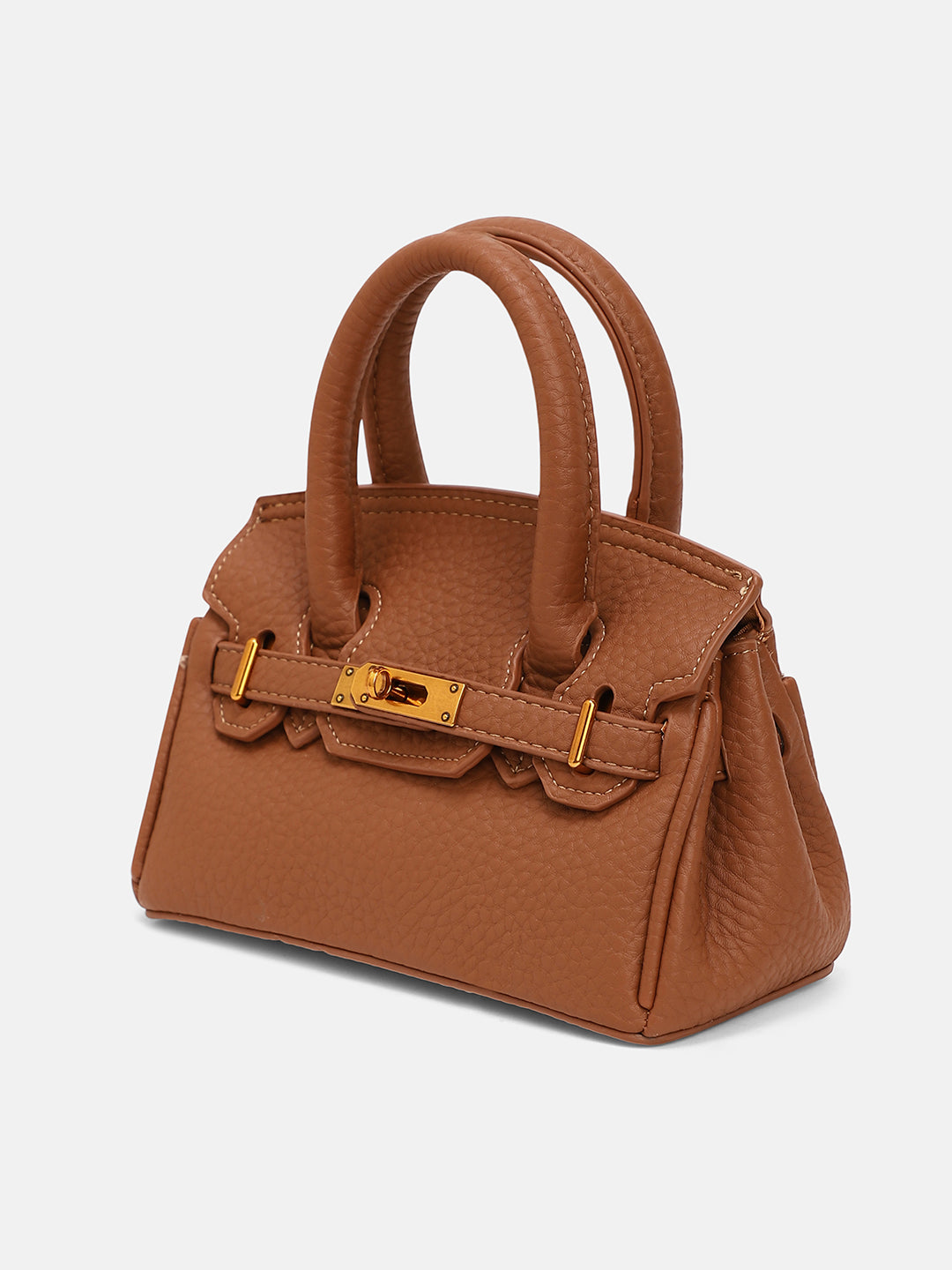 The Mini Overlap Satchel Sling Bag With Pouch - Mocha Brown
