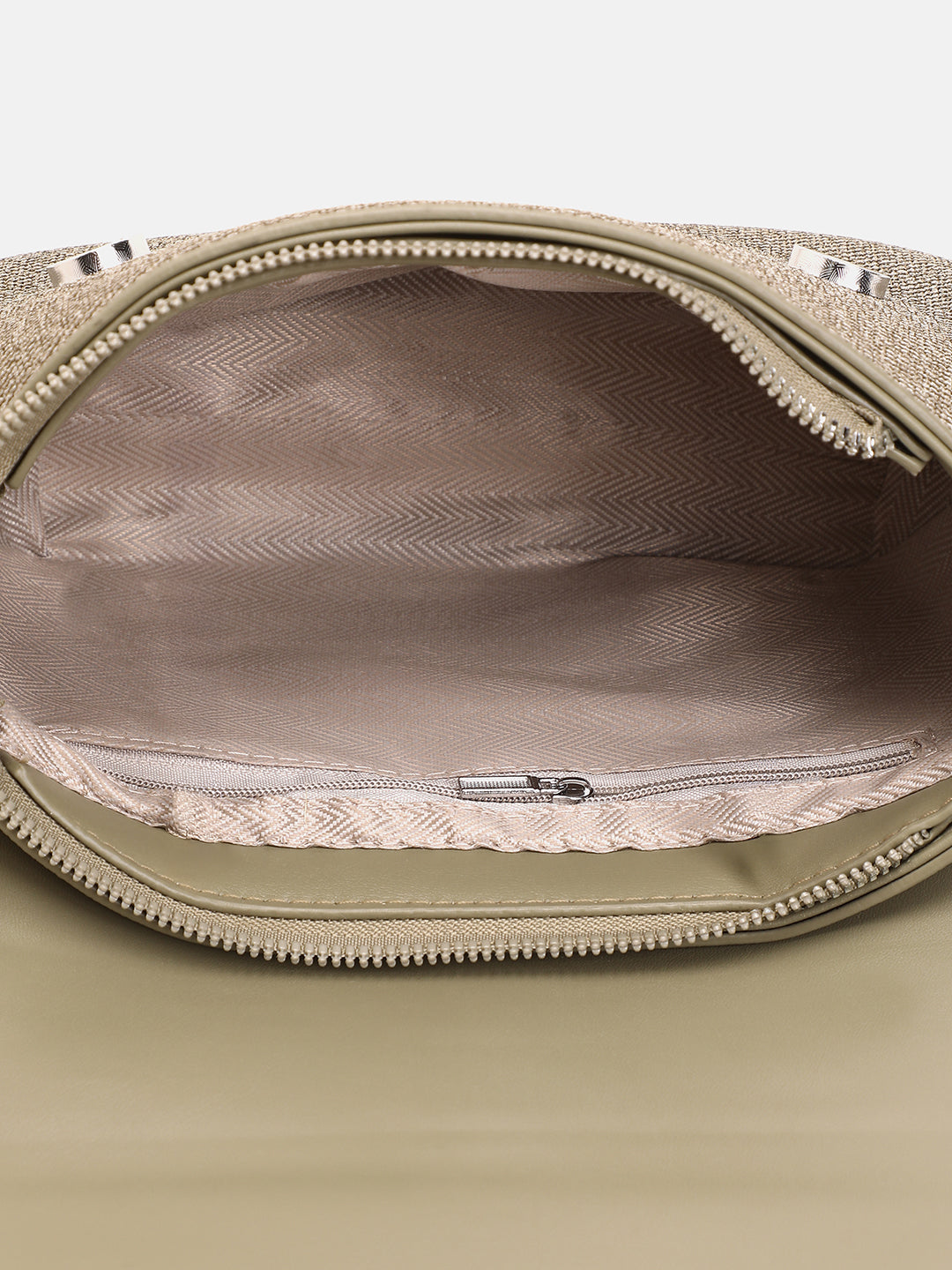 The Ribbed-Structured Sling Bag With Pouch - Olive Green