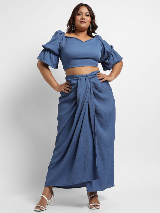 Navy Blue Cropped Co-Ord Set