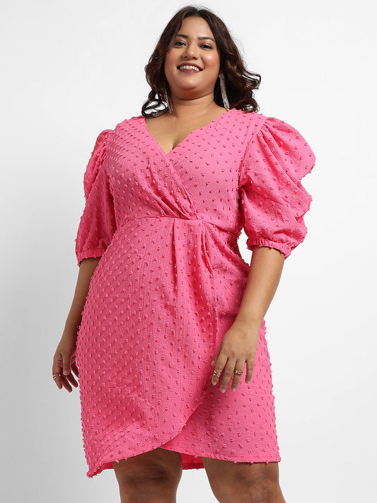 Blush Pink Self-Design Petal Dress