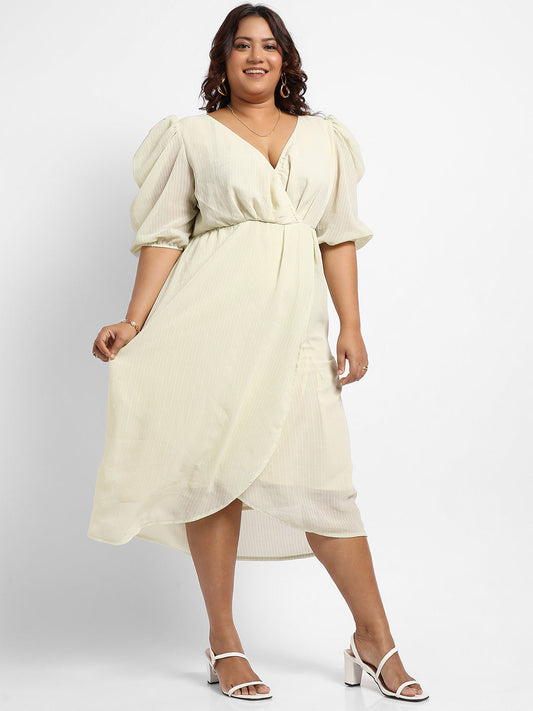 Light Yellow Petal Hem Dress