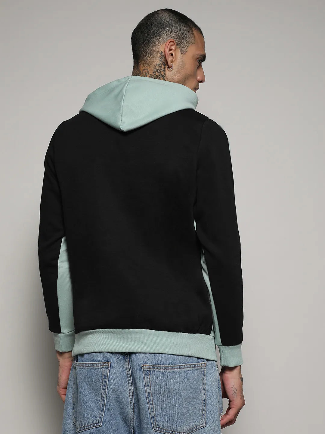 Pullover Hoodie With Contrast Back