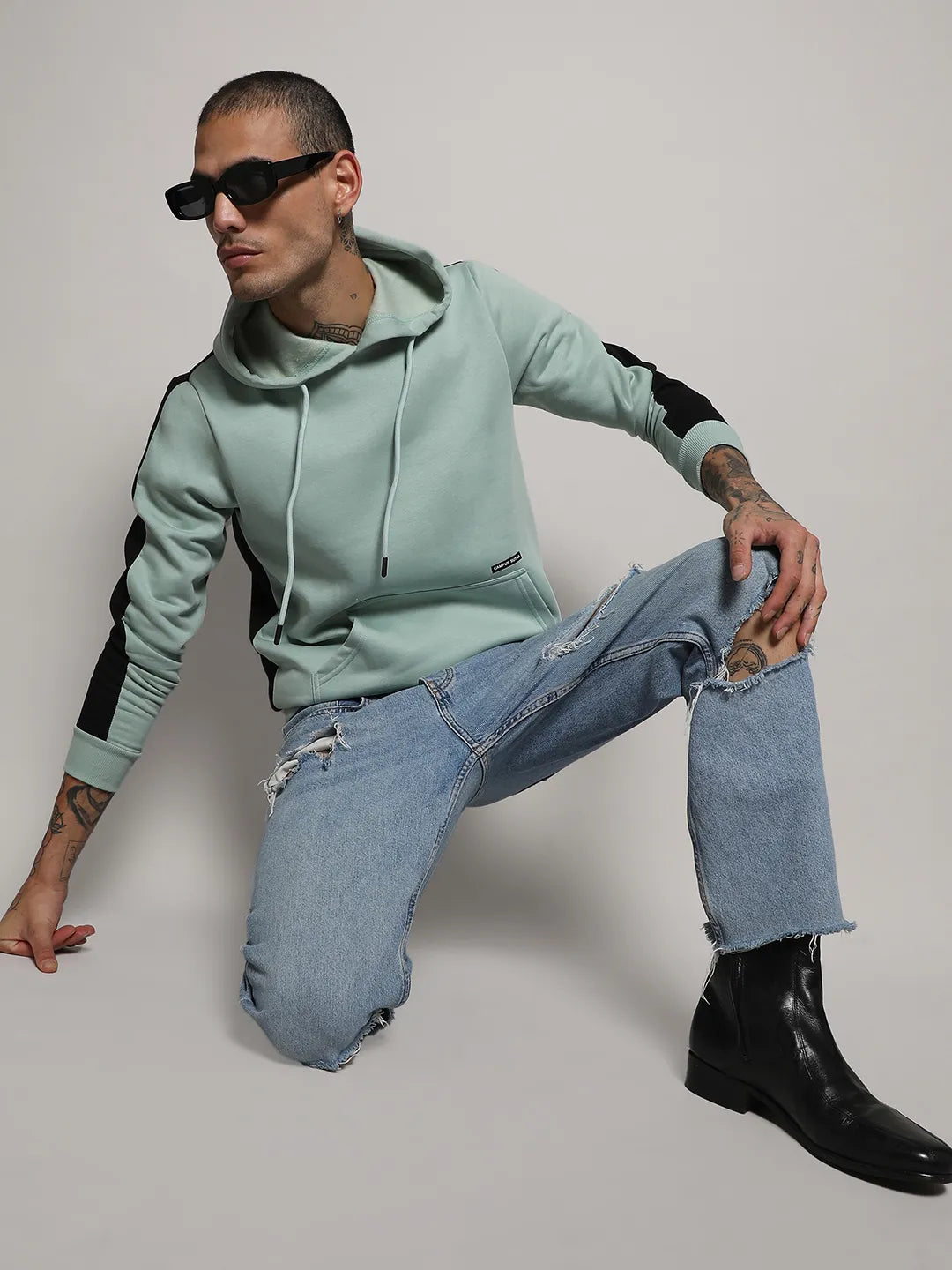 Pullover Hoodie With Contrast Back