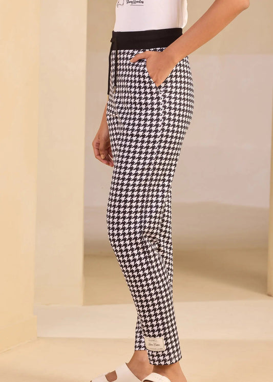 iCotton Houndstooth Tapered Pants Alonge