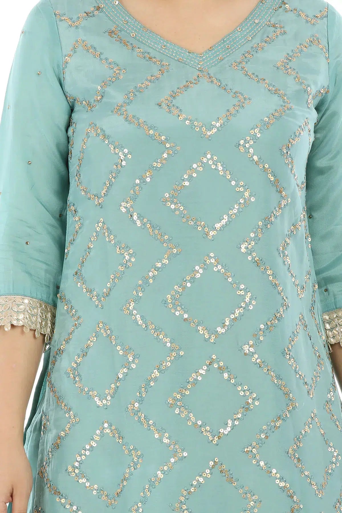 Light Blue Opada Embellished Ensemble Kurti